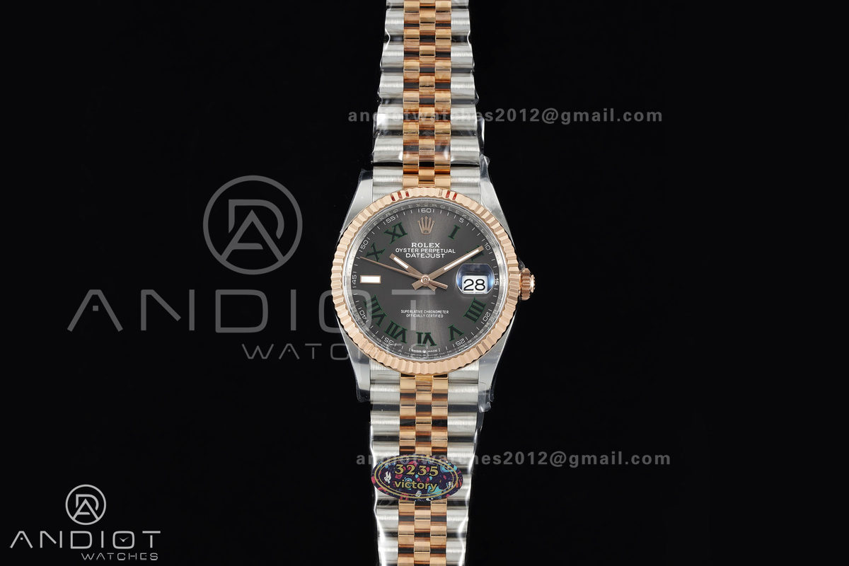 DateJust 36 126231 SS/RG VF 1:1 Best Edition Gray Dial Green Roman on Jubilee Bracelet DD3235